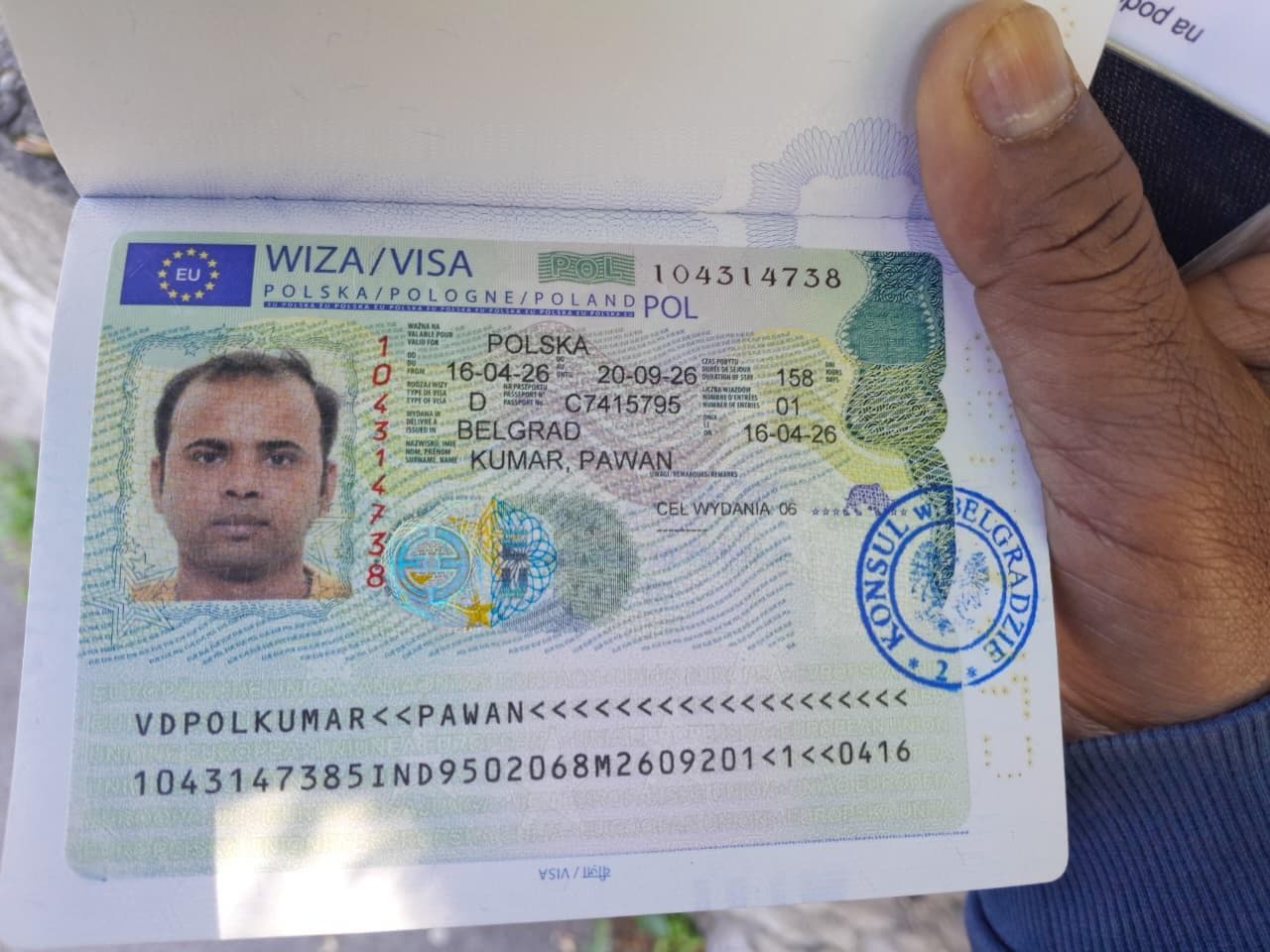 Visa shared by an EU Work Support user